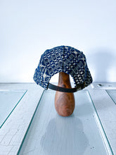 Load image into Gallery viewer, One-of-a-Kind: Navy and Cream Antique Coverlet 5 Panel Hat
