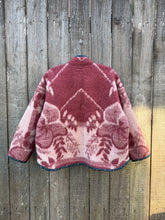 Load image into Gallery viewer, One-of-a-Kind: Cranberry Leaves Ukrainian Blanket Flora Jacket (L)
