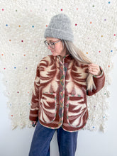 Load image into Gallery viewer, One-of-a-Kind: Chocolate Floral Ukrainian Blanket Flora Jacket (L)
