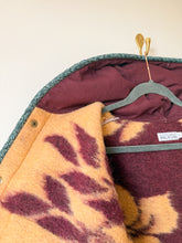 Load image into Gallery viewer, One-of-a-Kind: Plum and Tan Floral Ukrainian Blanket Hooded Flora Jacket (S)
