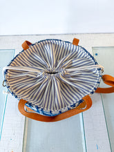 Load image into Gallery viewer, One-of-a-Kind: Antique Navy Woven Coverlet Project Bag (with detachable strap)
