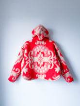 Load image into Gallery viewer, One-of-a-Kind: Coral Floral Ukrainian Blanket Hooded Flora Jacket (S)
