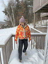 Load image into Gallery viewer, One-of-a-Kind: Geometric Ukrainian Blanket Hooded Flora Jacket (M)
