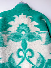 Load image into Gallery viewer, One-of-a-Kind: Green Floral Ukrainian Blanket Flora Jacket (M)
