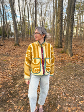 Load image into Gallery viewer, One-of-a-Kind: Ochre Geometric Ukrainian Blanket Flora Jacket (M)
