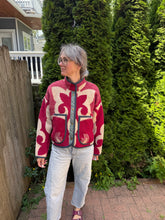 Load image into Gallery viewer, One-of-a-Kind: Fuchsia Berry Ukrainian Blanket Flora Jacket (S)

