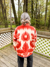 Load image into Gallery viewer, One-of-a-Kind: Coral Orange Floral Ukrainian Blanket Flora Jacket (L)
