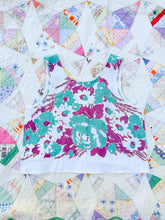 Load image into Gallery viewer, One-of-a-Kind: Vintage purple and teal Floral Tablecloth Pearl Snap Tank (S) #2
