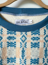 Load image into Gallery viewer, One-of-a-Kind: Peachy Pink and Blue Coverlet French Terry Pullover (L)
