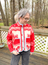 Load image into Gallery viewer, One-of-a-Kind: Red Floral Ukrainian Blanket Flora Jacket (S)
