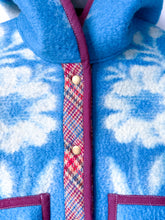 Load image into Gallery viewer, One-of-a-Kind: Blue Floral Ukrainian Blanket Hooded Flora Jacket (S)
