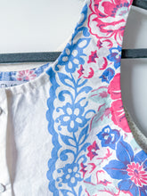 Load image into Gallery viewer, One-of-a-Kind: Vintage Floral Tablecloth Pearl Snap Tank (S)
