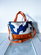 Load image into Gallery viewer, One-of-a-Kind: Indigo Drunkard’s Path Project Bag (with detachable strap)
