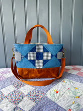 Load image into Gallery viewer, One-of-a-Kind: Indigo Mosaic Project Bag (with detachable strap)
