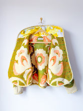 Load image into Gallery viewer, One-of-a-Kind: Green and Tan Floral Ukrainian Blanket Hooded Flora Jacket (S)
