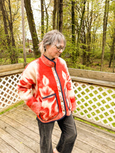 Load image into Gallery viewer, One-of-a-Kind: Coral Orange Floral Ukrainian Blanket Flora Jacket (L)
