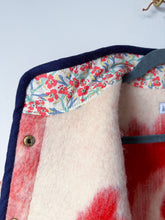 Load image into Gallery viewer, One-of-a-Kind: Coral Orange Floral Ukrainian Blanket Flora Jacket (L)
