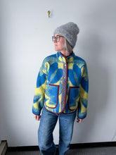 Load image into Gallery viewer, One-of-a-Kind: Blue and Yellow Ukrainian Blanket Flora Jacket (M)
