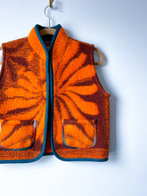 Load image into Gallery viewer, One-of-a-Kind: Orange/Brown Floral Wool Blanket Vest #2 (XS-M)
