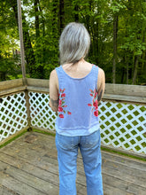 Load image into Gallery viewer, One-of-a-Kind: Vintage Rose Tablecloth Pearl Snap Tank (S)

