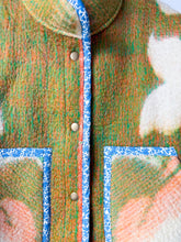 Load image into Gallery viewer, One-of-a-Kind: Orange and Green Floral Ukrainian Blanket Flora Jacket (S)
