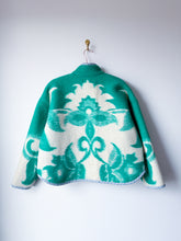 Load image into Gallery viewer, One-of-a-Kind: Green Floral Ukrainian Blanket Flora Jacket (M)
