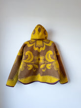 Load image into Gallery viewer, One-of-a-Kind:Mustard and Chartreuse Floral Ukrainian Blanket Hooded Flora Jacket (M)
