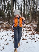 Load image into Gallery viewer, One-of-a-Kind: Orange/Brown Floral Wool Blanket Vest #2 (XS-M)
