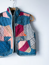 Load image into Gallery viewer, One-of-a-Kind: Indigo Dot Rocky Road to Kansas Vest (XS/S)

