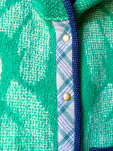 Load image into Gallery viewer, One-of-a-Kind: Green Floral Ukrainian Blanket Hooded Flora Jacket (L)
