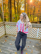 Load image into Gallery viewer, One-of-a-Kind: Vintage Red Floral Tablecloth Shaftsbury Shirt (S)
