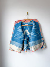 Load image into Gallery viewer, One-of-a-Kind: Blue Floral Ukrainian Blanket Flora Jacket (L)
