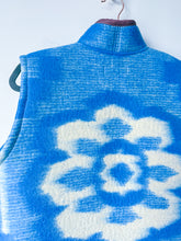Load image into Gallery viewer, One-of-a-Kind: Blue floral Wool Ukrainian Blanket Vest (XS-M)
