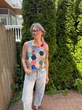 Load image into Gallery viewer, One-of-a-Kind: Antique Hexagon Quilt Top Turnaround Tank (S)
