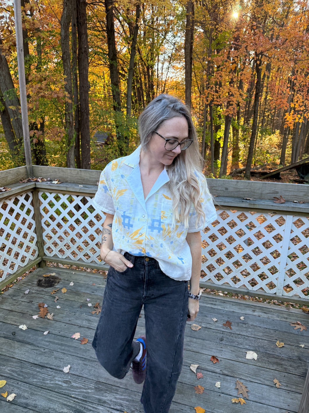 One-of-a-Kind: Vintage Lightweight Linen Tablecloth Shaftsbury Shirt (M)