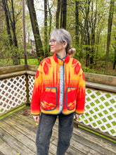 Load image into Gallery viewer, One-of-a-Kind: Red and Goldenrod Floral Ukrainian Blanket Flora Jacket (M)
