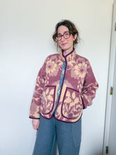 Load image into Gallery viewer, One-of-a-Kind: Dusty Mauve Floral Ukrainian Blanket Flora Jacket (M)
