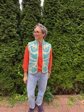 Load image into Gallery viewer, One-of-a-Kind: Bright Blue Floral Vintage Blanket Vest (S)
