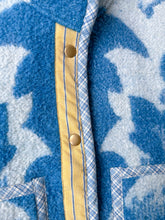 Load image into Gallery viewer, One-of-a-Kind: Blue Floral Wool Ukrainian Blanket Flora Jacket (M)
