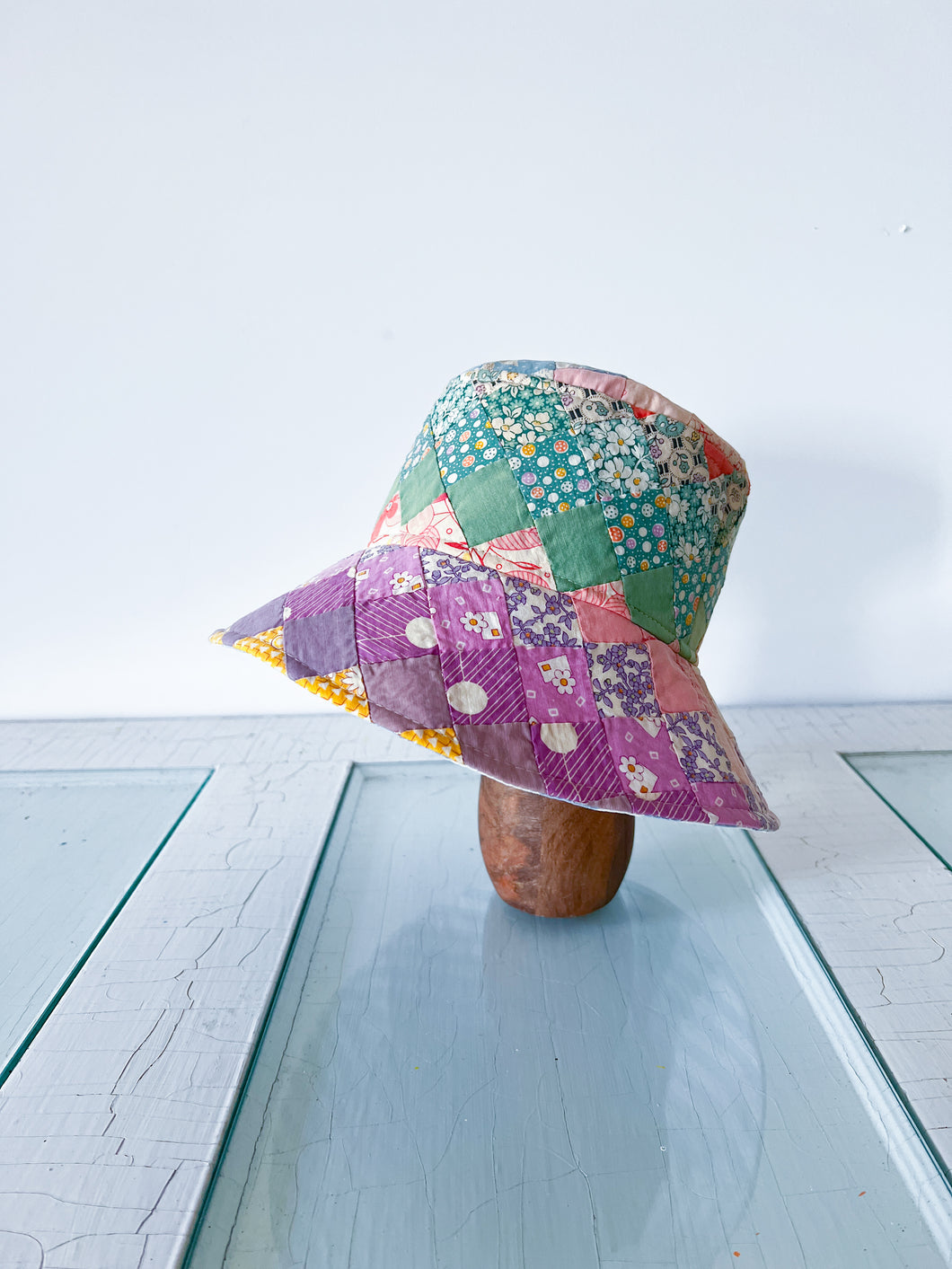 One-of-a-Kind: Around the World Quilt Top Bucket Hat (Adult S/M) #1
