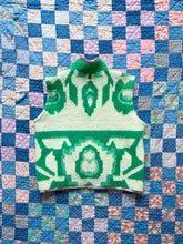 Load image into Gallery viewer, One-of-a-Kind: Kelly Green Geometric Floral Wool Blanket Vest (XS-M)
