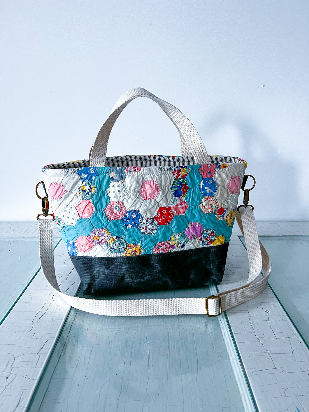 One-of-a-Kind: Grandmother’s Flower Garden Project Bag (with detachable strap)