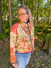 Load image into Gallery viewer, One-of-a-Kind: Red &amp; Green Floral Vintage Ukrainian Blanket Flora Jacket (S)
