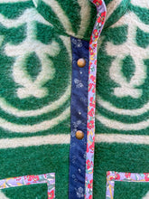 Load image into Gallery viewer, One-of-a-Kind: Forest Green Ukrainian Blanket Flora Jacket (M)
