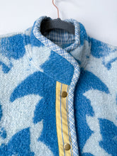 Load image into Gallery viewer, One-of-a-Kind: Blue Floral Wool Ukrainian Blanket Flora Jacket (M)
