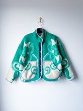 Load image into Gallery viewer, One-of-a-Kind: Green Floral Ukrainian Blanket Flora Jacket (M)

