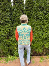 Load image into Gallery viewer, One-of-a-Kind: Bright Blue Floral Vintage Blanket Vest (S)
