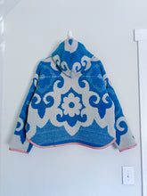 Load image into Gallery viewer, One-of-a-Kind: Blue Ukrainian Blanket Hooded Flora Jacket (M)
