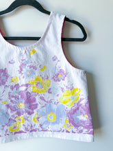 Load image into Gallery viewer, One-of-a-Kind: Vintage Sunfaded Floral Tablecloth Turnaround Tank (S)
