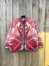 Load image into Gallery viewer, One-of-a-Kind: Cranberry Leaves Ukrainian Blanket Flora Jacket (L)
